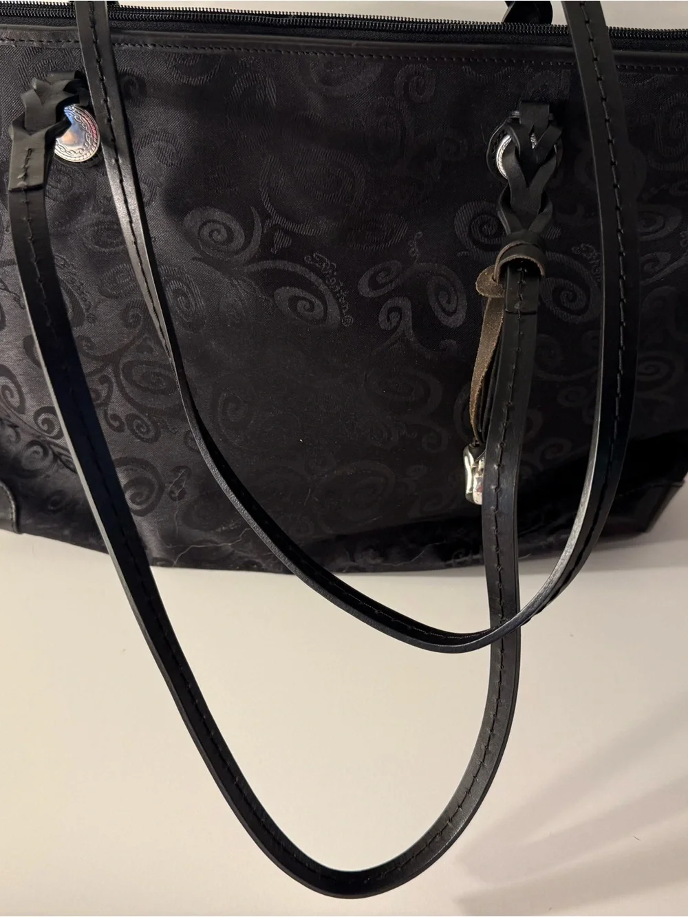 Brighton Black Jacquard Tote with Heart Charm